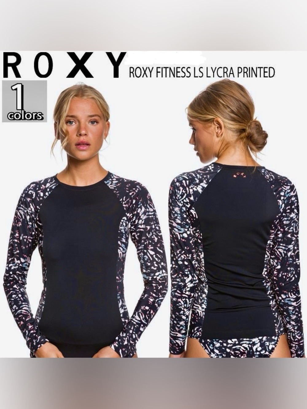 NWT Women's Roxy Fitness Swim Top Rash Guard with UPF 50+ Size Large - Picture 1 of 9